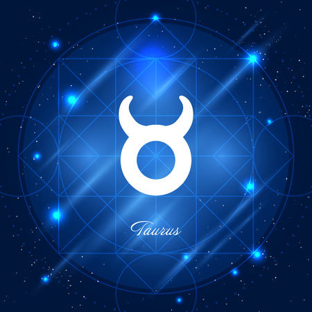 Zodiac sign taurus. Vector space background with geometric ornamentのイラスト素材