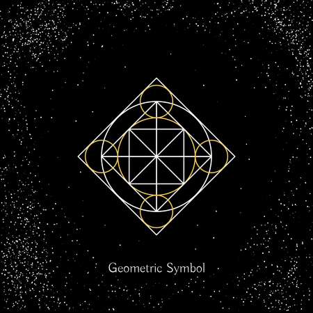 Luxury geometry sign. Vector lineart symbol on black backgroundのイラスト素材