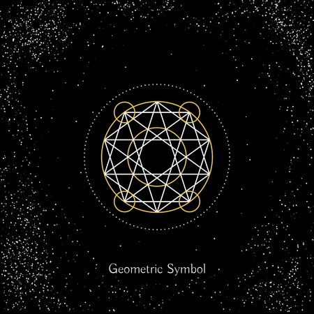 Luxury geometry sign. Vector lineart symbol on black backgroundのイラスト素材