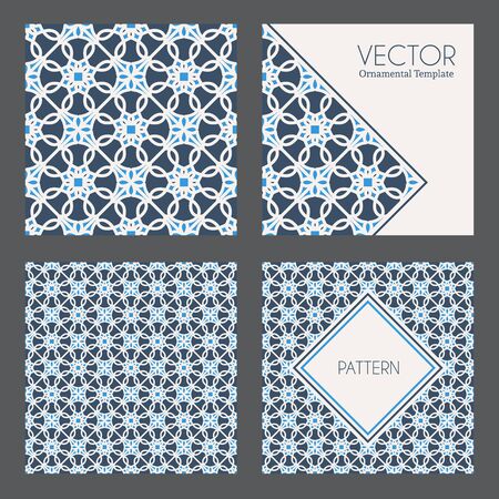 Seamless textures collection with geometric ornaments. patternsのイラスト素材