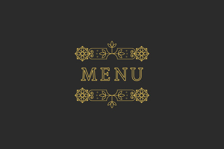 Restaurant Menu Headline on Dark Background. Vintage Designのイラスト素材