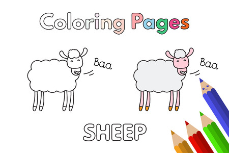 Cartoon Sheep Coloring Bookのイラスト素材
