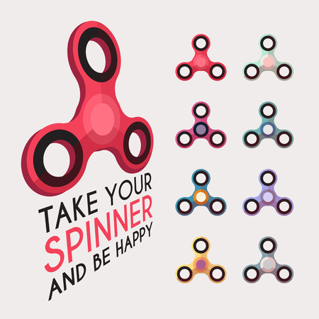 Color hand fidgets spinners vector flat setのイラスト素材