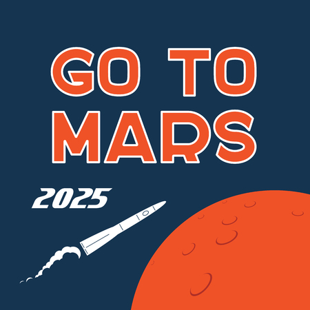 Cartoon poster with Go to Mars typographyのイラスト素材
