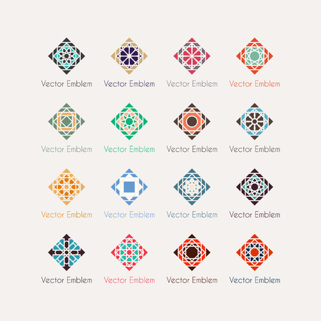 Mosaic rhomb emblems set.のイラスト素材