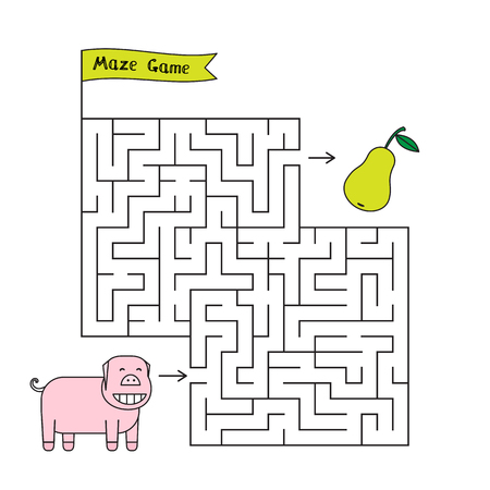 Cartoon Pig Maze Gameのイラスト素材