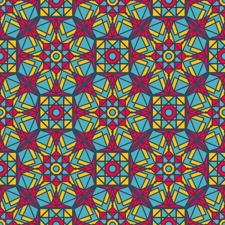 Seamless texture with Arabic geometric ornament. Vector mosaic pattern.のイラスト素材