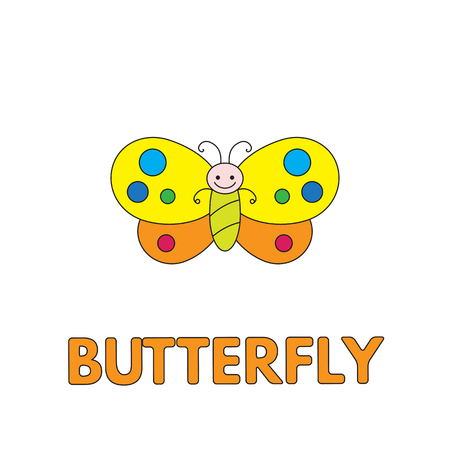 Cartoon Butterfly Flashcard for Childrenのイラスト素材