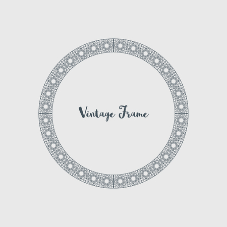 Vintage circular frame of mosaic border. Vector retro design elements and filigree decorationsのイラスト素材