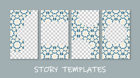 Social media story templates collection. Transparent checkered backgroundsのイラスト素材