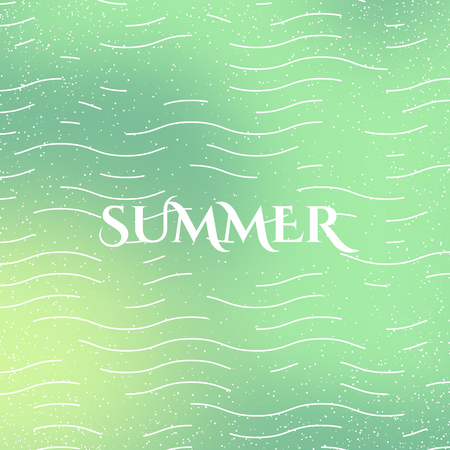 Summer - typographic motivational quote in vintage style with sunburst. Vector linear poster on gradient backgroundのイラスト素材
