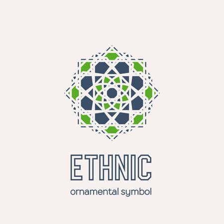 Mosaic arabic ornament. Vector circular emblem for ornamental design or logosのイラスト素材