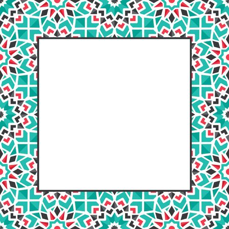 Oriental ornamental mosaic. Arabic design for page decoration. Vector frame of asian mosaic borderのイラスト素材
