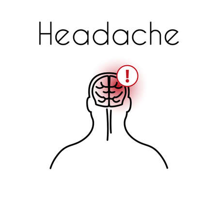 Headache Linear Icon with Brainのイラスト素材