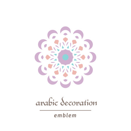 Decorative symbol with arabic geometric ornament. Vector mosaic emblem designのイラスト素材