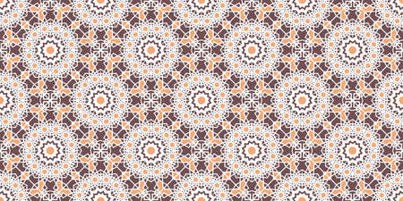 Seamless texture with beige arabic ornament. Vector border pattern