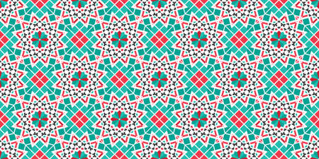 Seamless texture with turquoise arabic ornament. Vector border pattern