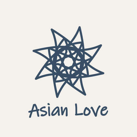Mosaic arabic linear ornament. Vector geometric star emblem for ornamental design or logos. Asian love symbolのイラスト素材