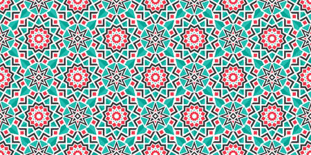 Seamless texture with turquoise arabic ornament. Vector border pattern