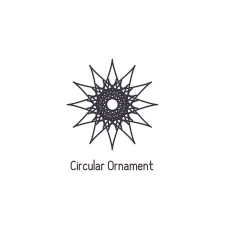 Mosaic arabic linear ornament. Vector geometric circular emblem for ornamental design or logosのイラスト素材