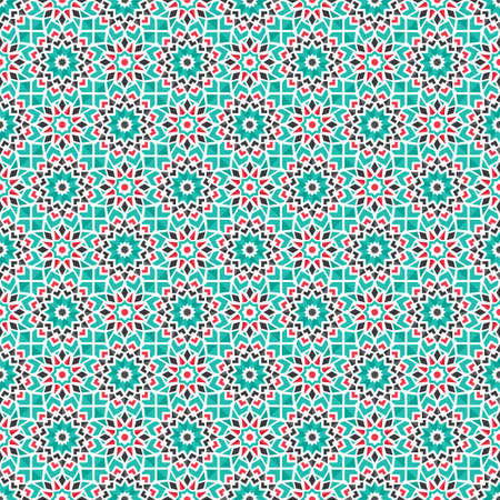 Seamless texture with arabic geometric ornament. Vector asian mosaic pattern with alternating decorative elementsのイラスト素材