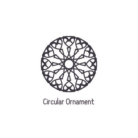 Mosaic arabic linear ornament. Vector geometric circular emblem for ornamental design or logosのイラスト素材