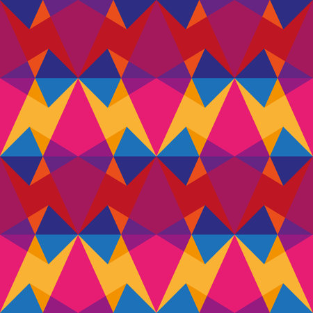 Colorful Kaleidoscopic Seamless Pattern. Vector Geometric Background with Triangles. Abstract Mosaic...