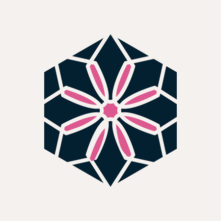 Arabic mosaic geometric symbol. Vector hexagonal oriental ornamental logo template