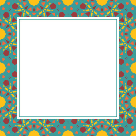 Oriental ornamental mosaic. Arabic design for page decoration. Vector frame of asian mosaic borderのイラスト素材