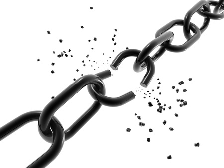 A computer generated image of a chain with a broken link. の写真素材