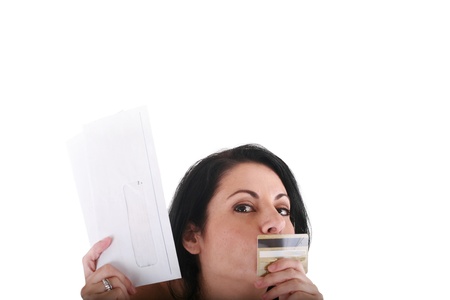 pretty young woman with credit card for shoppingの写真素材