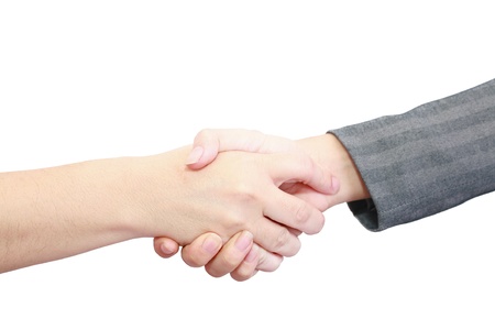 closeup of people shaking hands の写真素材