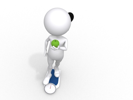 3d young and healthy woman as dieting concept on scaleの写真素材