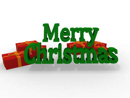 Red Merry Christmas 3D Lettering の写真素材