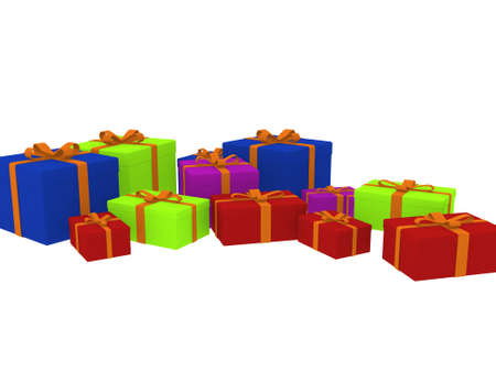 variety of gift boxes in different shape and color isolated の写真素材