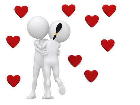 romantic image of a male and female couple with lips locked in a kiss - 3dの写真素材