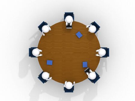 Above view of business team discussing at meeting の写真素材