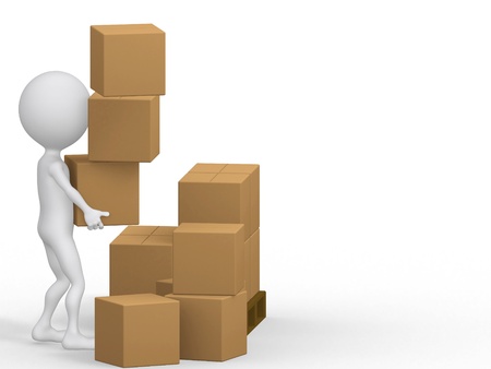 3d people carrying cardboard boxes.の写真素材