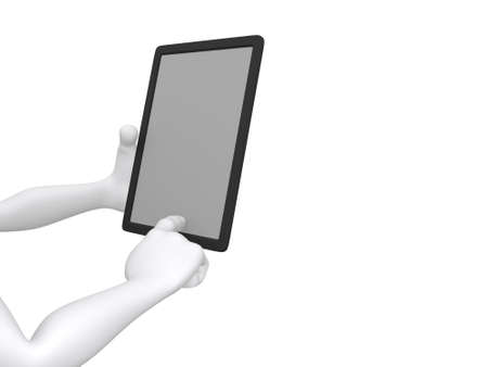 businessman working on tablet pc - 3d illustration の写真素材