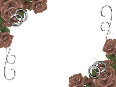 wedding rings and rosesの写真素材