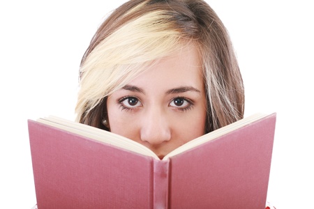 Happy woman with a book の写真素材