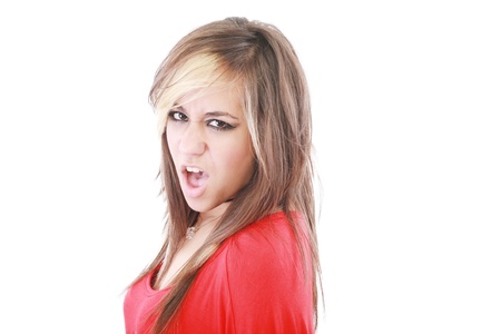 Portrait of female rock singer の写真素材