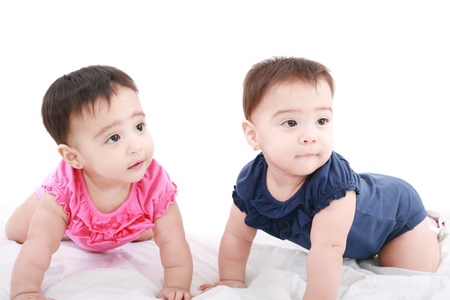 Two twin babies, girls の写真素材