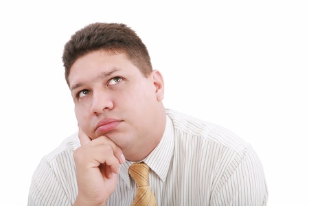 Man thinking about a problem- close up の写真素材