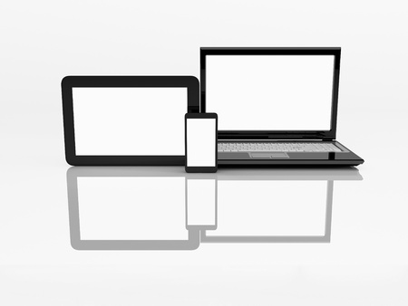 Electronics. Laptop, mobile phone and tablet pc. 3d 
の写真素材