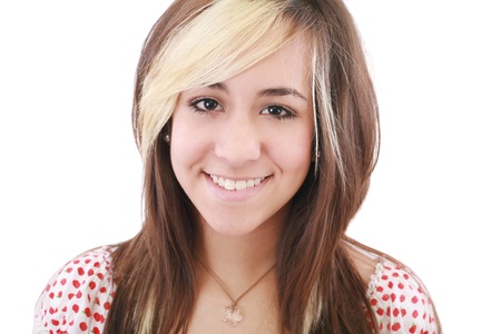 Close up portrait of teenage girl smiling 
の写真素材