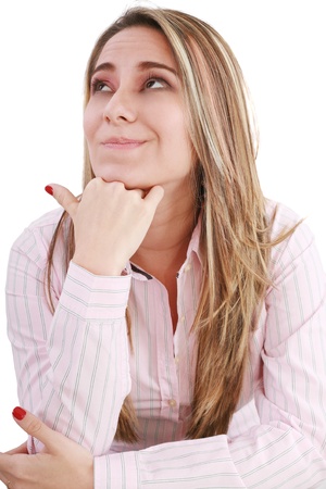 Thinking woman pondering over something 
の写真素材