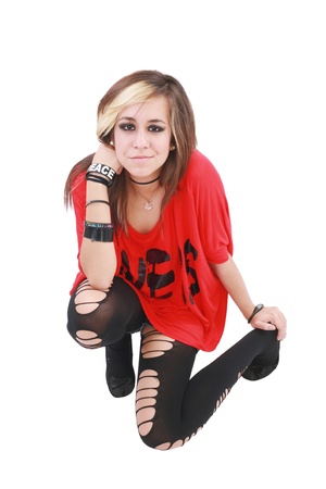 Portrait of a punk girl, isolated on white background の写真素材