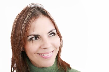 Closeup of beautiful Caucasian woman looking awayの写真素材