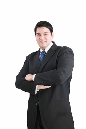 Portrait of young businessman, isolated on white backgroundの写真素材
